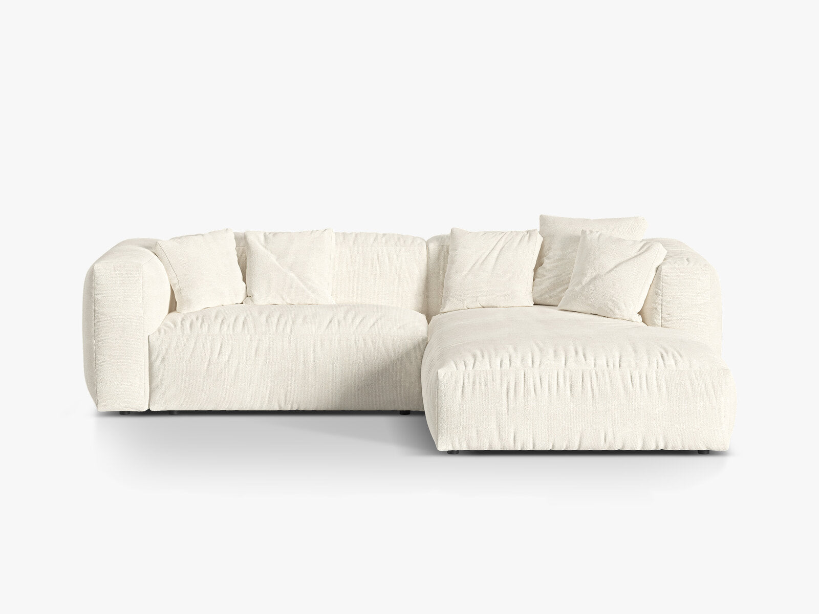Micadoni Ecksofa Martina 2-Sitzer Rechts Boucle Monet Elfenbein