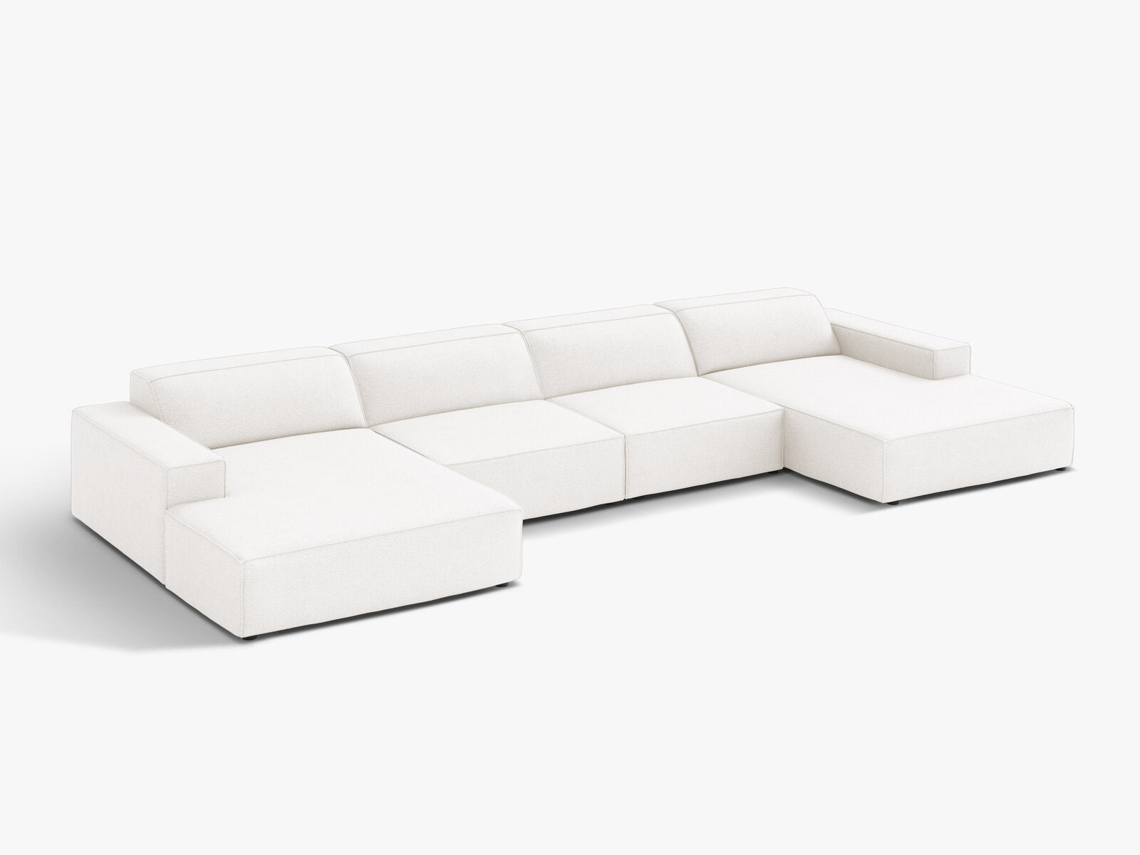 Micadoni Panorama-Sofa Jodie 6-Sitzer Boucle Baloo Weiß