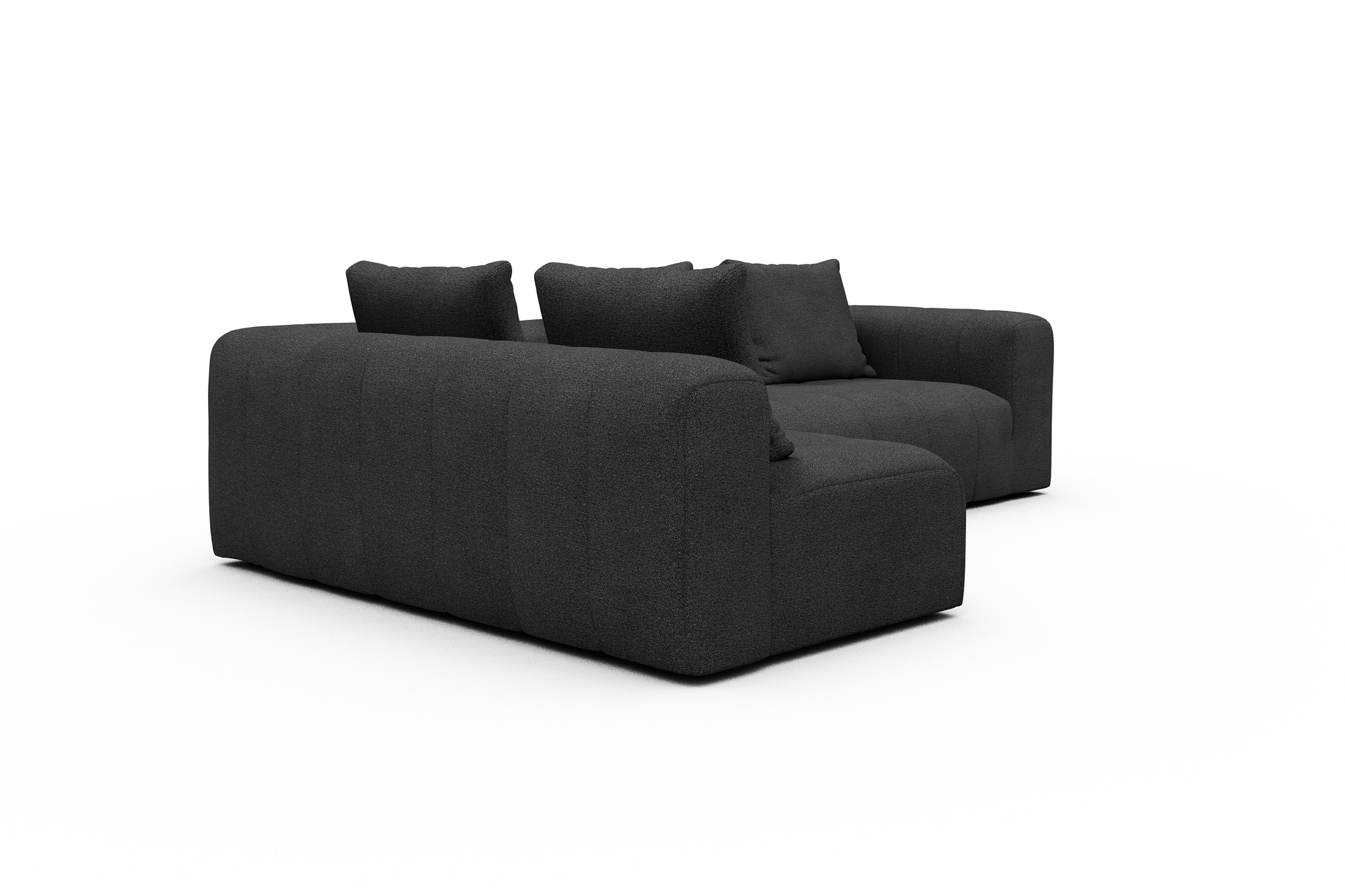 Ecksofa Hugo 2x 2,5-Sitzer Armlehne rechts Boucle-Charcoal
