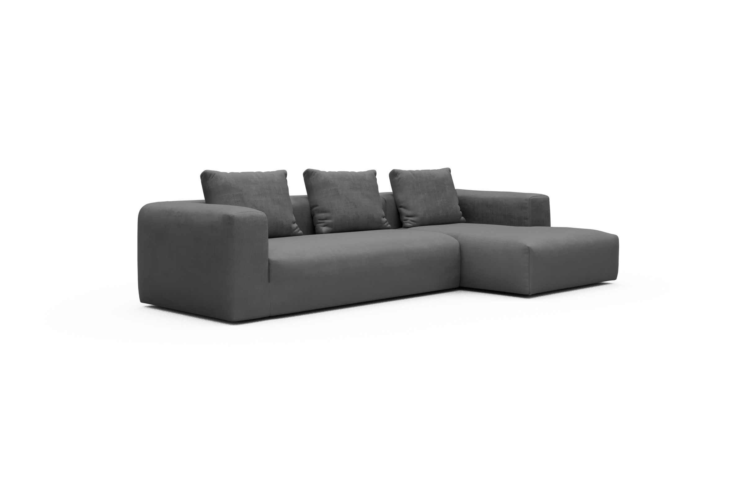 Ecksofa Fred Chaiselongue rechts mit 2,5-Sitzer Cordufine-Grey