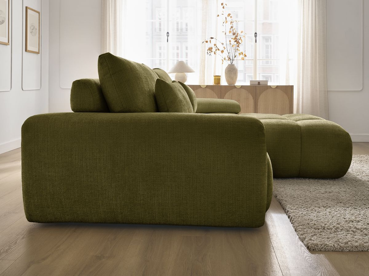 Bobochic Ivane Ecksofa Strukturstoff Grün Ecke rechts
