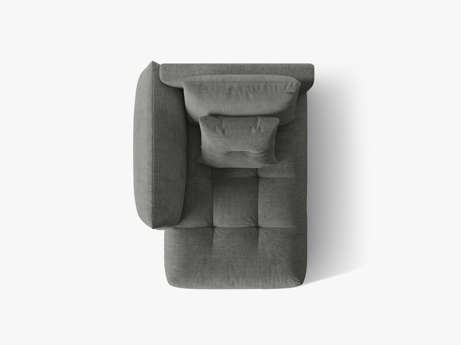 Micadoni Bloom Chaiselongue Links Strukturierter Stoff Wind Dunkelgrau