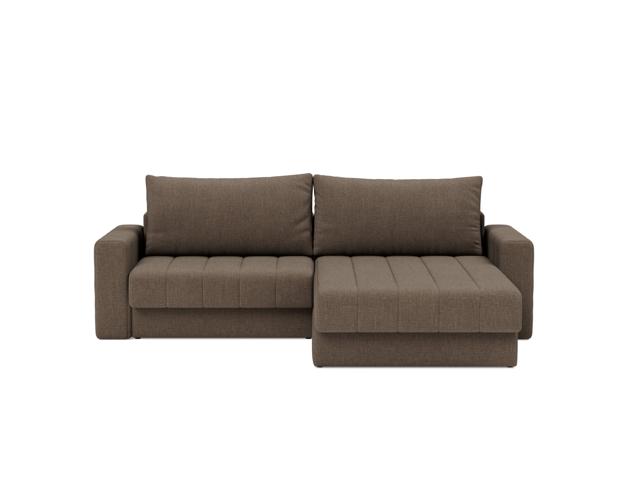 Schlafsofa Akello mit Chaiselongue und Armlehnen Chenille Esina 411-Cedar-Brown