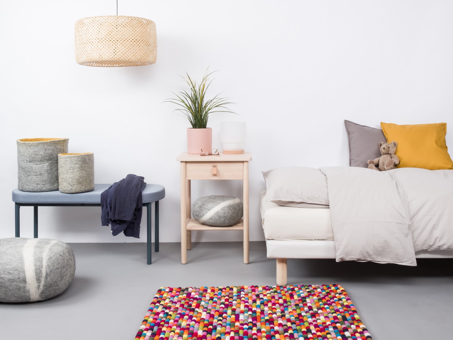 myfelt Lotte Filzkugelteppich - 90x130 cm