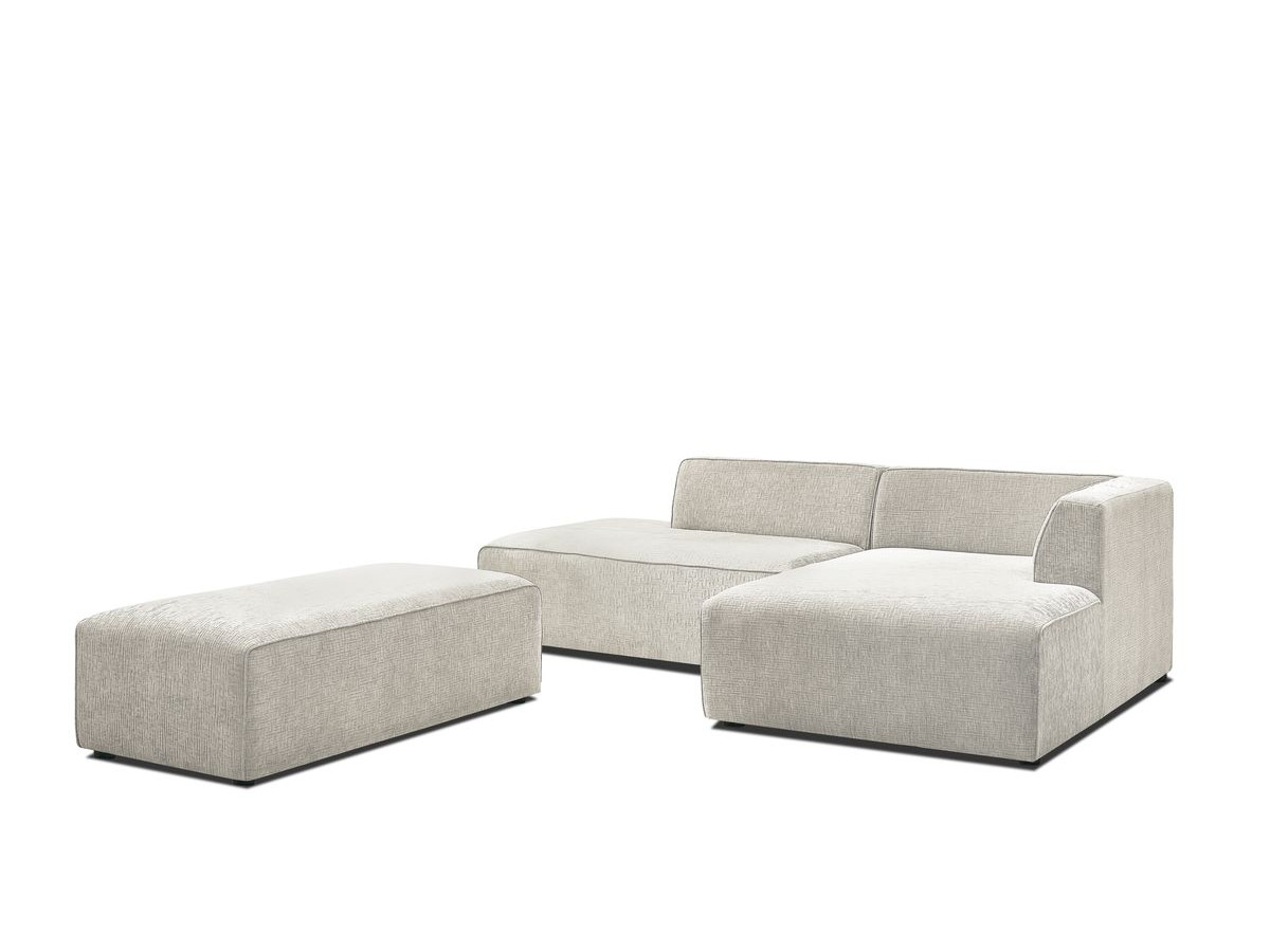 Bobochic Megeve Ecksofa mit Schlaffunktion und Pouf Strukturstoff Beige Ecke rechts