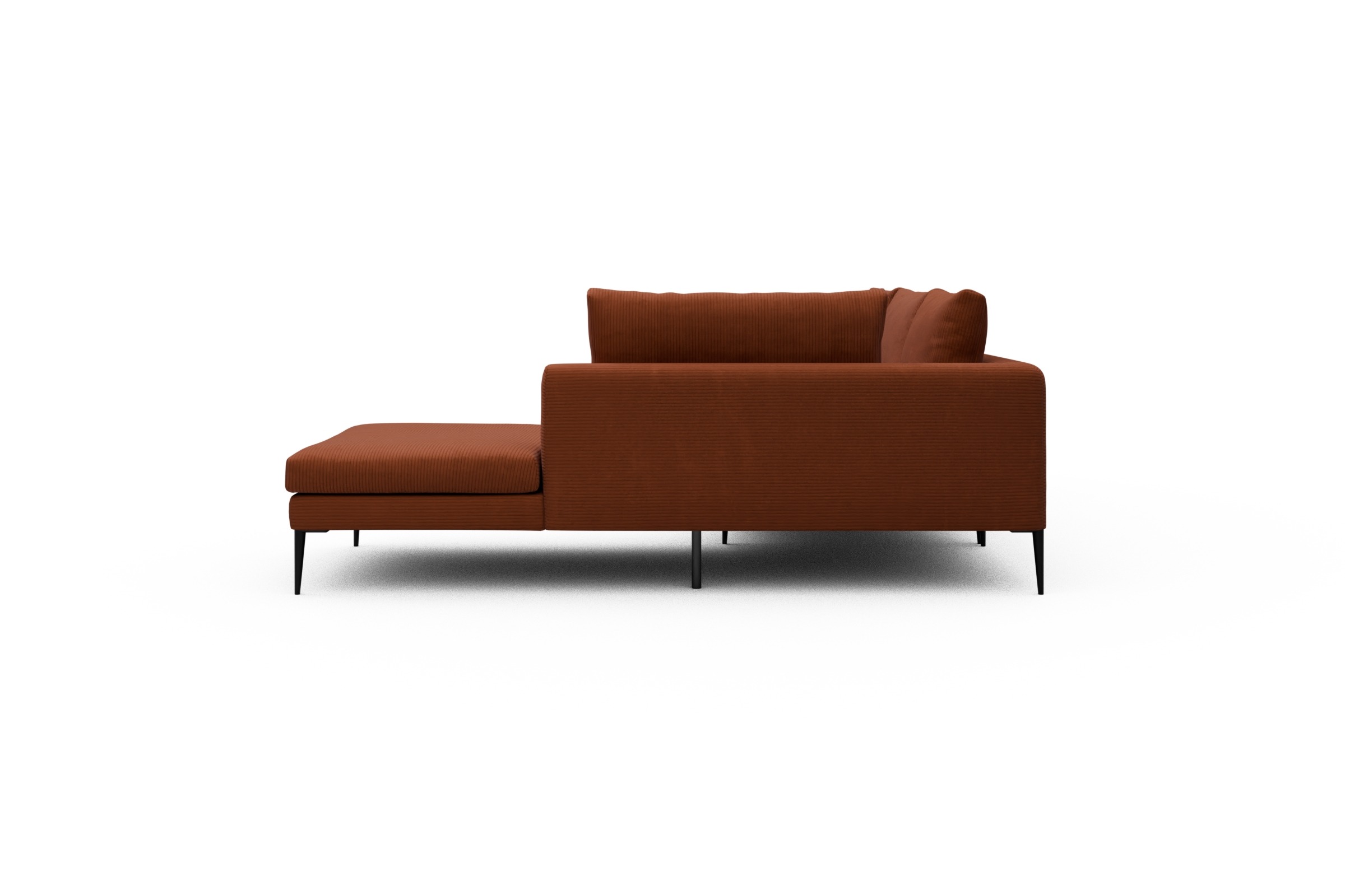 Ecksofa Paul Relax-Ecke links mit 3-Sitzer Corduroy-Burnt-Orange