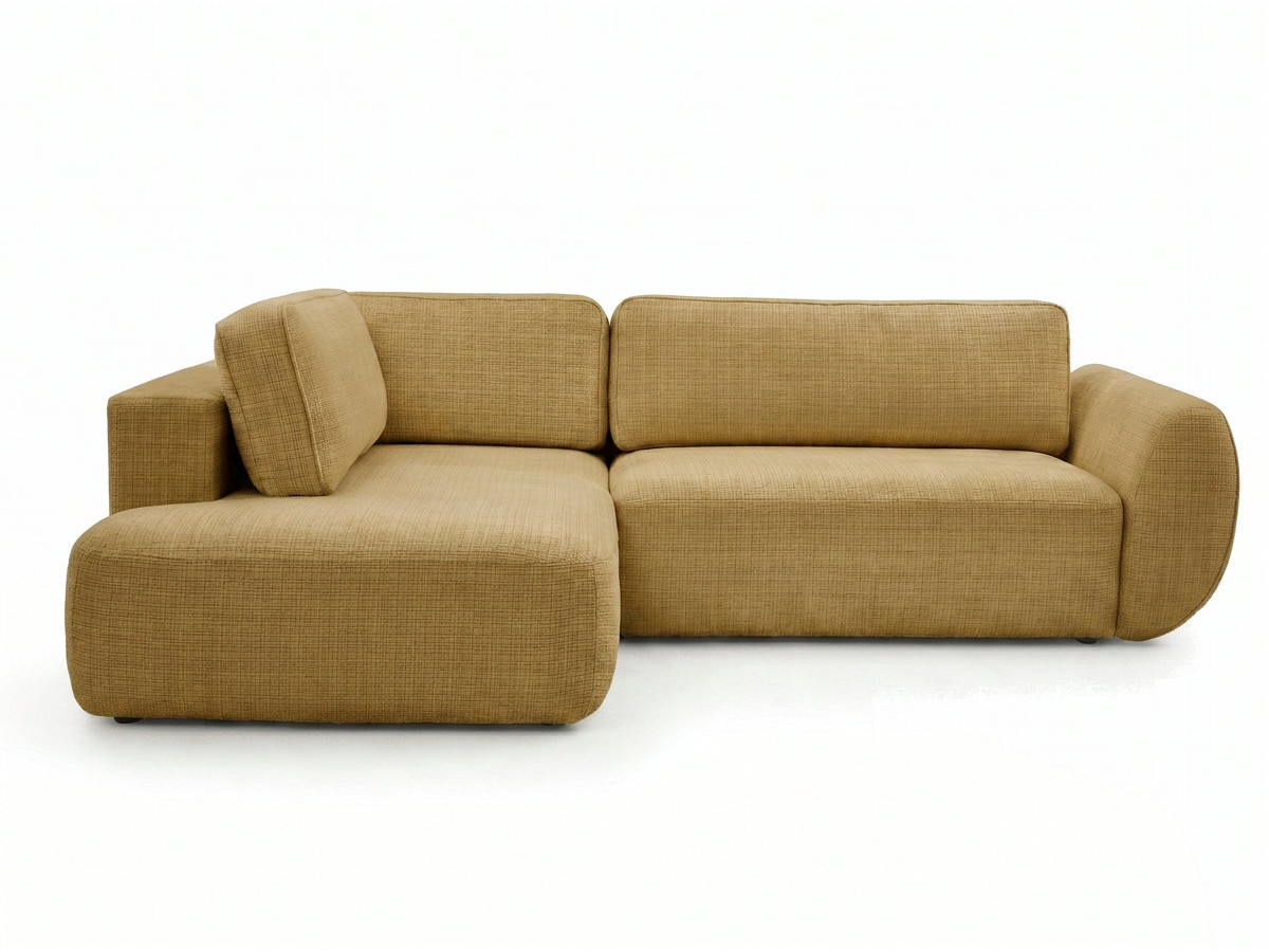 Bobochic Denise Ecksofa mit Schlaffunktion und Bettkasten 256 × 197 cm Strukturstoff Gelb Ecke links
