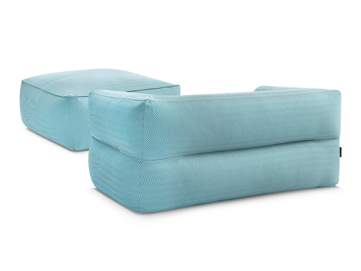 Bobochic Nour Gartensofa 3-Sitzer mit Pouf Stoff Dunkelblau