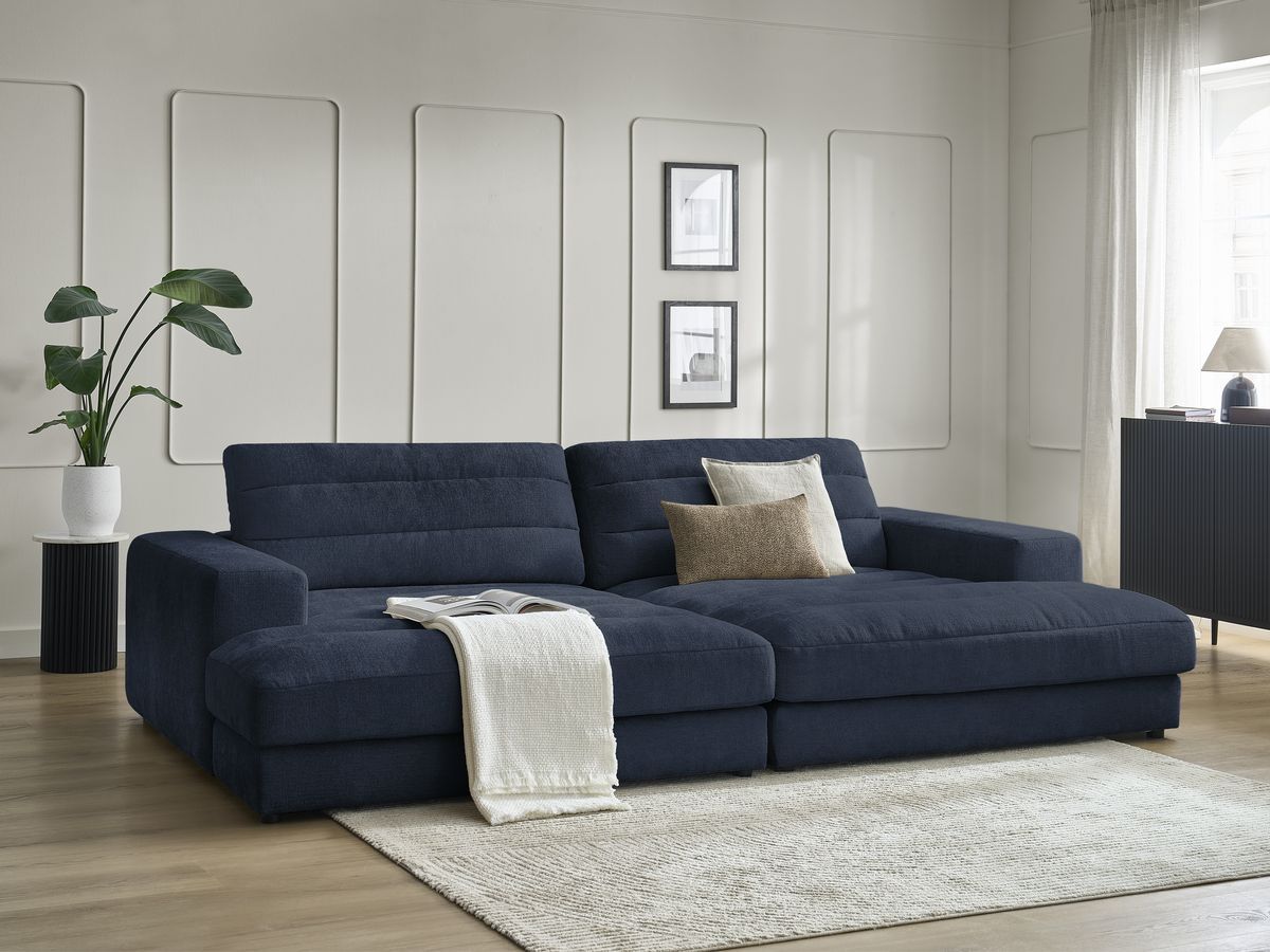 Bobochic Sierra Sofa 4-Sitzer Strukturstoff Dunkelblau