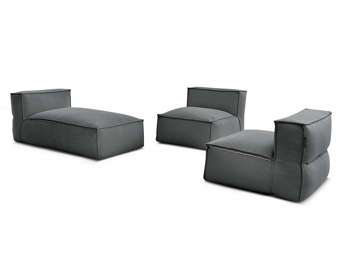 Bobochic Biarritz Gartensofa 3-Sitzer Melange-Stoff Schwarz
