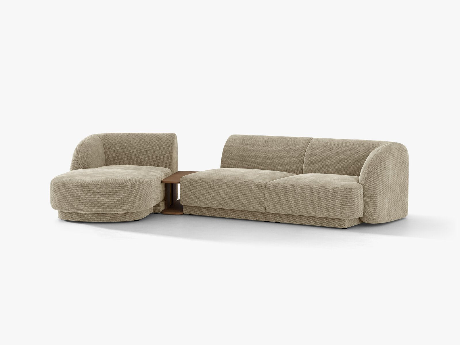 Micadoni Modulares Sofa Miley mit Recamiere 3-Sitzer Links Chenille Eden Dunkelbeige