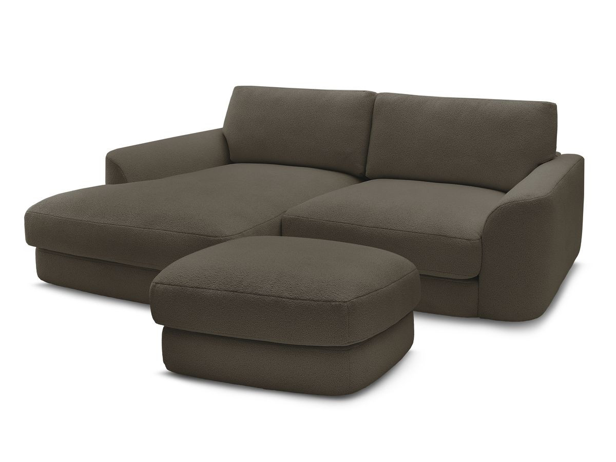 Bobochic Leonore Ecksofa mit Pouf Bouclé-Stoff Braun Ecke links