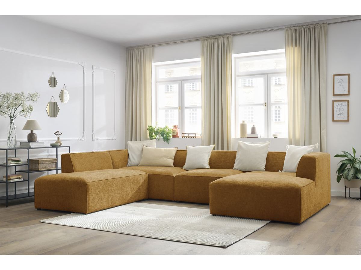 Bobochic Megeve Wohnlandschaft Strukturstoff Gelb Ecke rechts