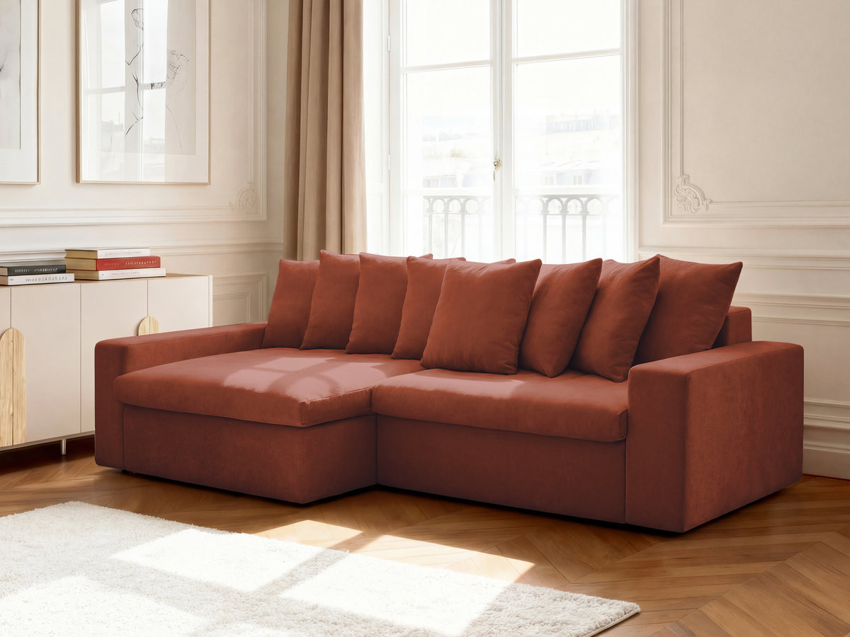 Bobochic Enore Ecksofa 330 × 100 cm Stoff Rot Ecke links