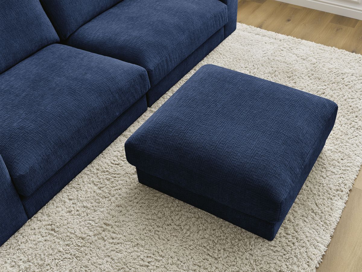 Bobochic Leonard Sofa 4-Sitzer mit Pouf 274 × 109 cm Strukturstoff Dunkelblau