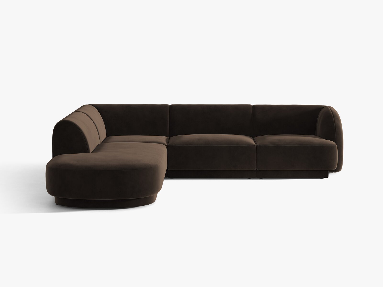 Micadoni Ecksofa Miley 6-Sitzer Samt Bluvel Dunkelbraun Links