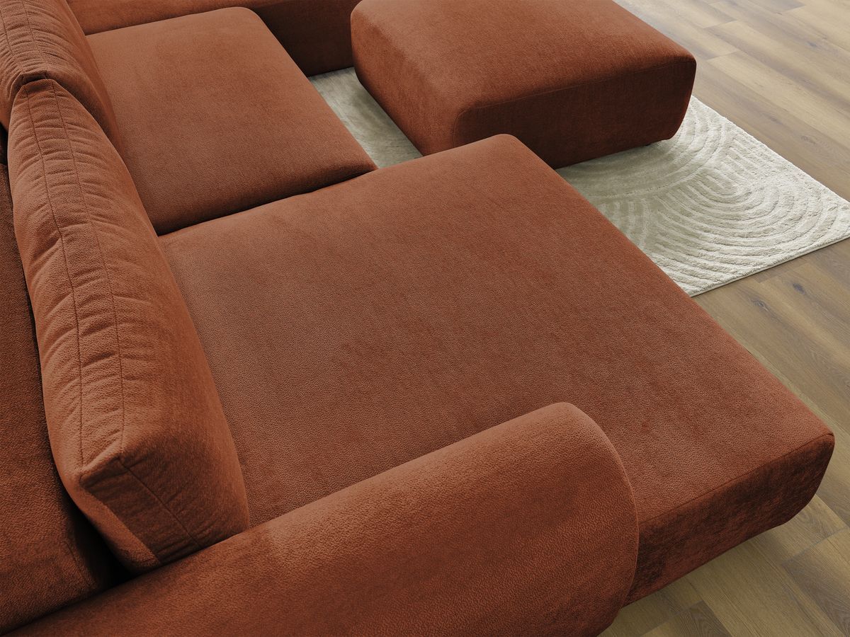 Bobochic Lucien Wohnlandschaft mit Pouf Stoff Orange Ecke links