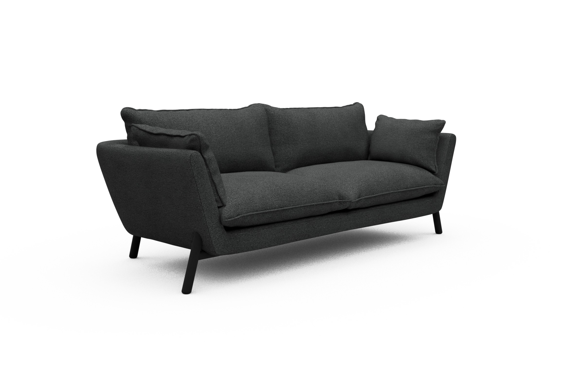 Sofa Emil PREMIUM 3-Sitzer Beinfarbe Eiche Schwarz Boucle-Charcoal