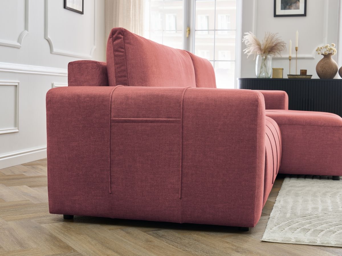 Bobochic Arsene Ecksofa mit Schlaffunktion und Bettkasten 288 × 148 cm Samt Orange