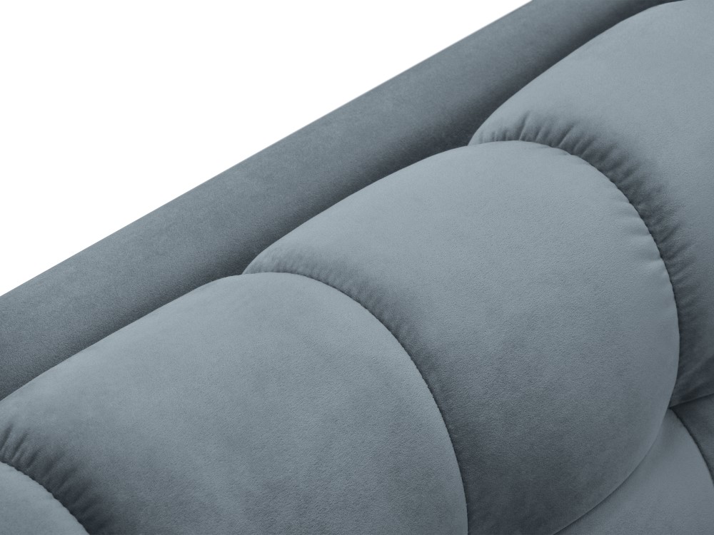 Cosmopolitan Design Ecksofa Bali 5-Sitzer Samt Bluvel Hellblau Links Beine Schwarzes Metall