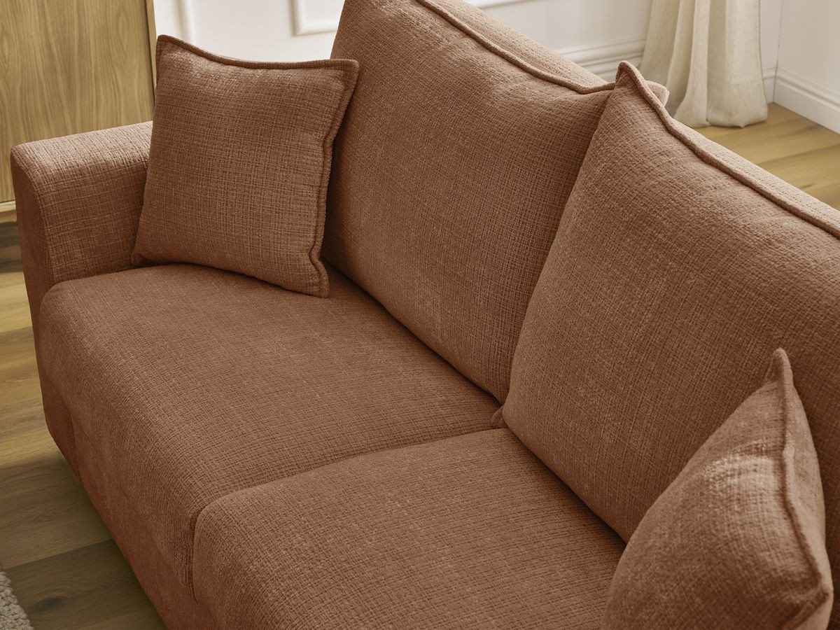 Bobochic Augustin Schlafsofa 3-Sitzer Strukturstoff Orange, Liegefläche 140 × 200 cm