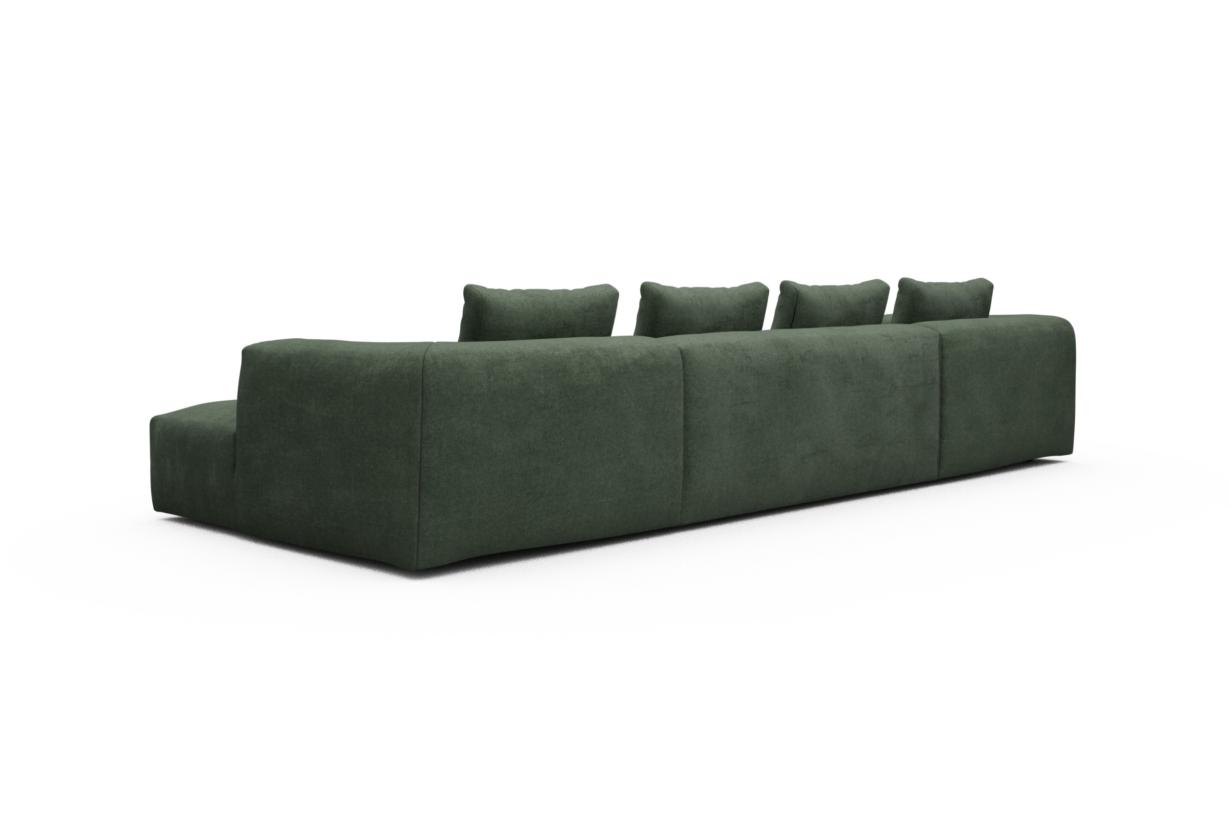 Wohnlandschaft Fred mit 2-Sitzer und Chaiselongue beidseitig Casone-Forest-Green