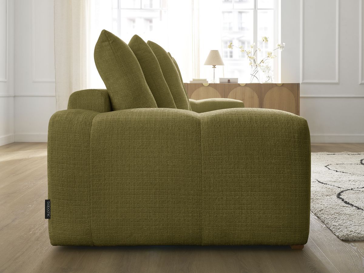 Bobochic Anakin Sofa 3-Sitzer, 6 Kissen Strukturstoff Grün