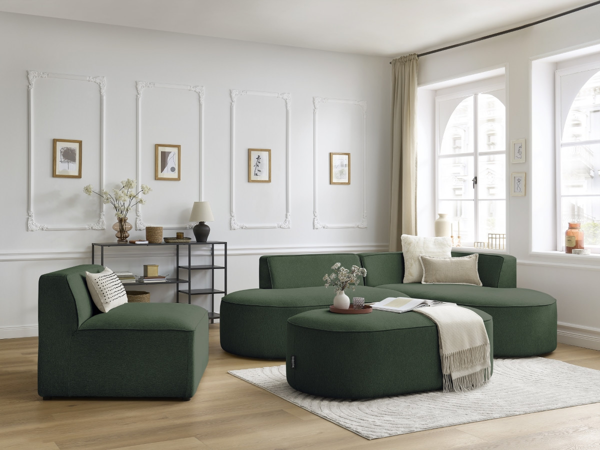 Bobochic Rousseau Sofamodul 1-Sitzer Melange-Stoff Grün