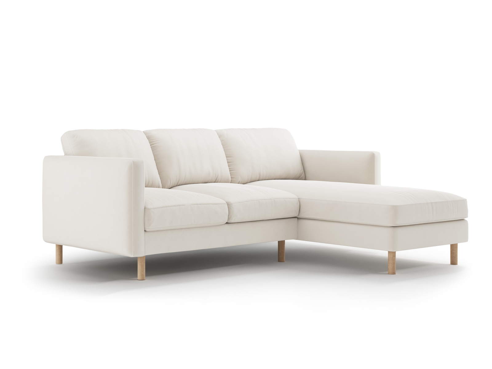 Micadoni Ecksofa Eden 3-Sitzer Rechts Samt Beige