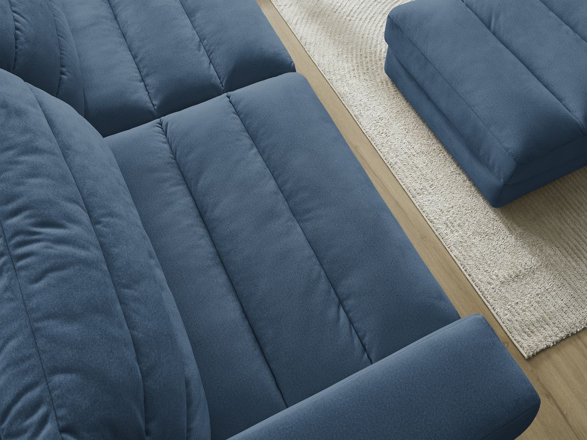 Bobochic Sierra Sofa 4-Sitzer mit Pouf Samt Dunkelblau