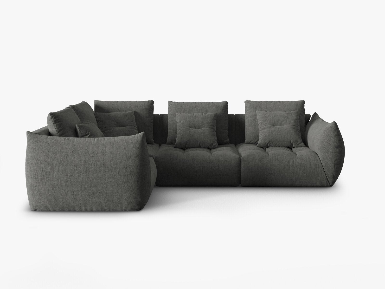 Micadoni Ecksofa Bloom 4-Sitzer Strukturierter Stoff Wind Dunkelgrau Links