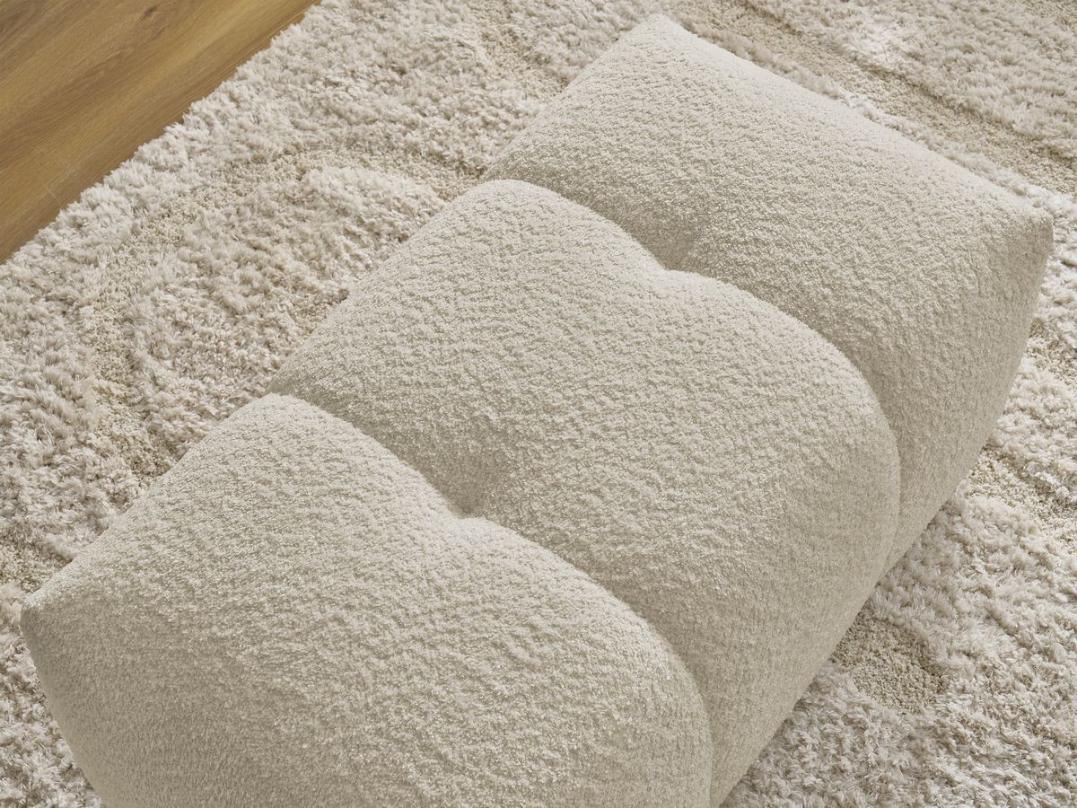 Bobochic Roxelane Pouf Bouclé-Stoff Beige