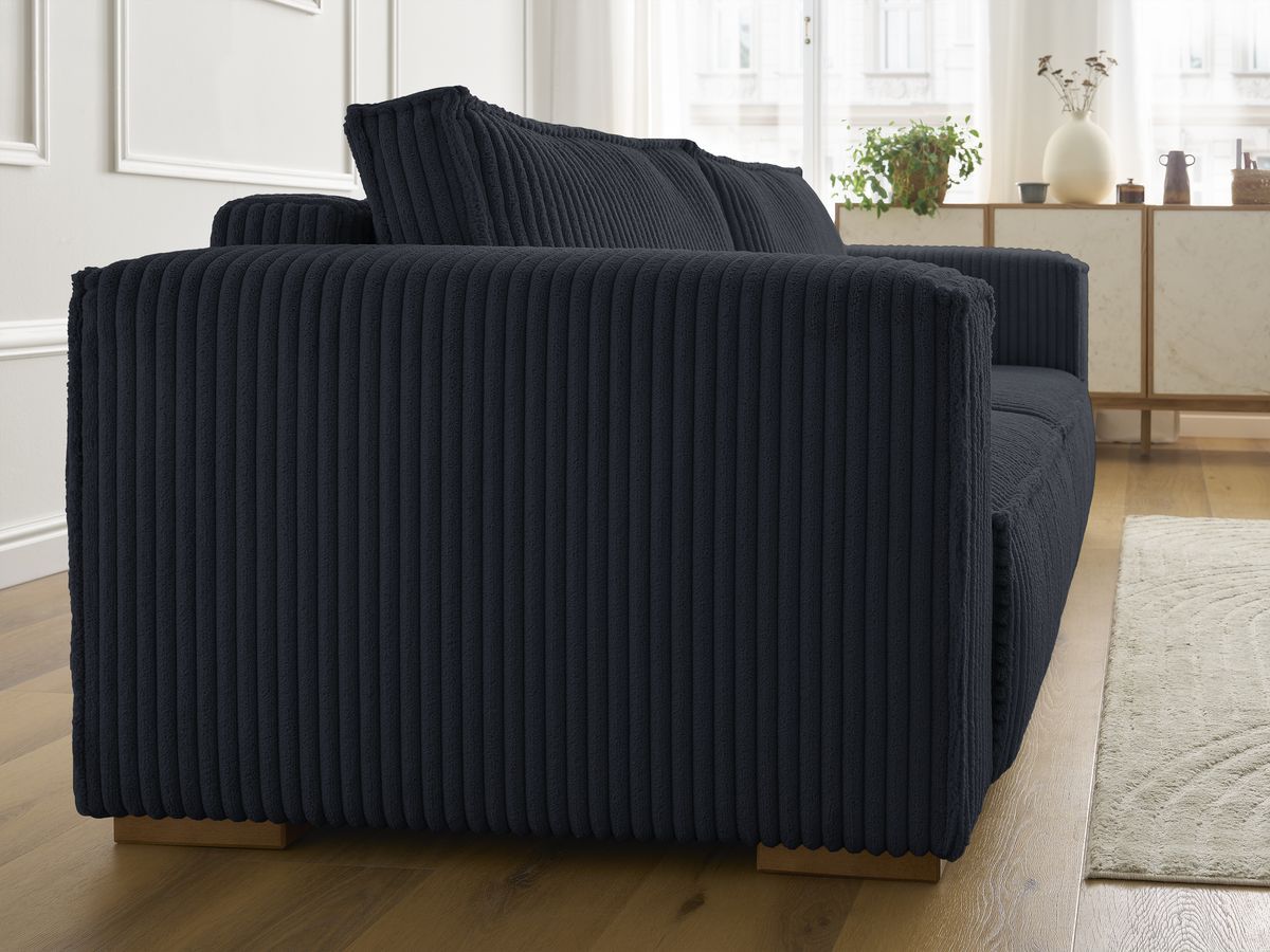 Bobochic Chelsea Sofa 3-Sitzer Breitcord weich Schwarz