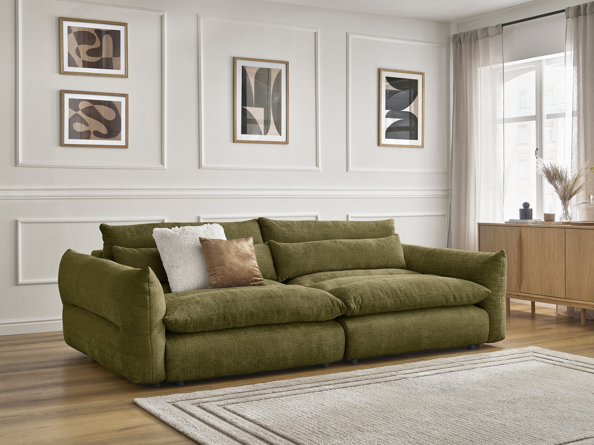 Bobochic Neil Sofa 3-Sitzer Strukturstoff Grün