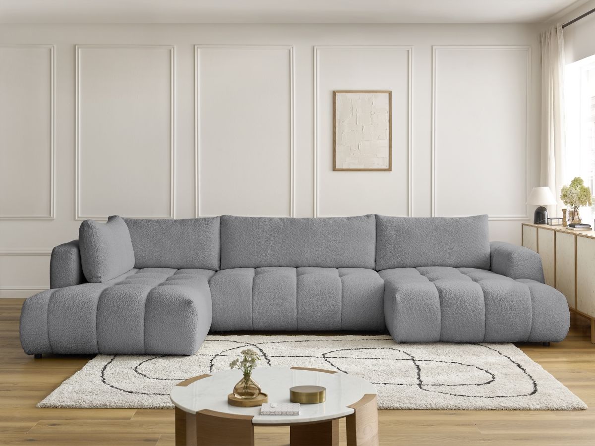 Bobochic Fuji Wohnlandschaft Bouclé-Stoff Dunkelgrau Ecke rechts