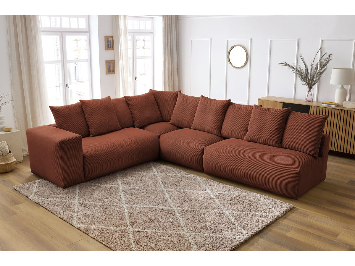 Bobochic Voltaire Ecksofa 322 × 268 cm Cordsamt Orange Ecke links