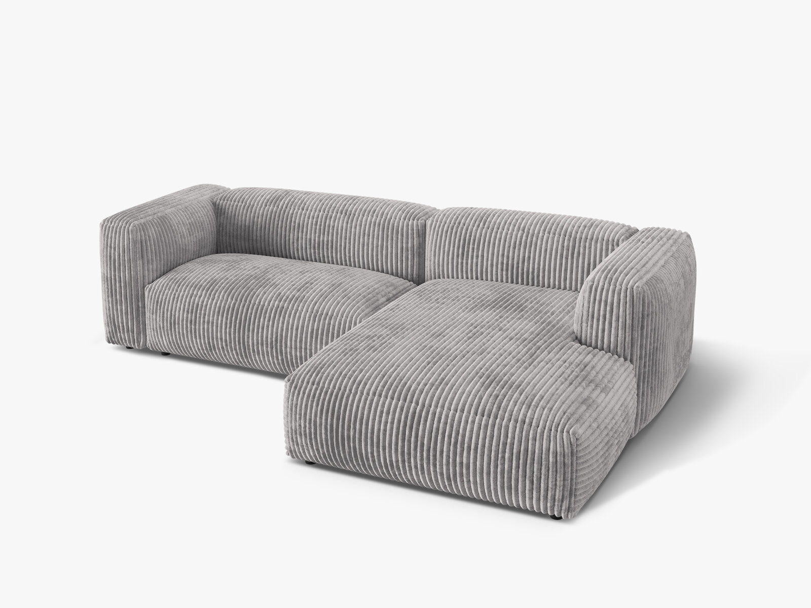 Micadoni Ecksofa Martina 2-Sitzer Rechts Kord Tilia Hellgrau