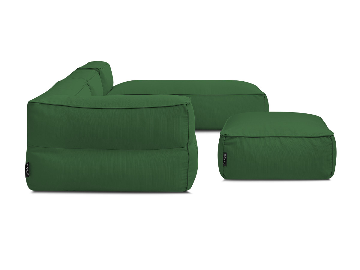Bobochic Giulia Gartensofa 4-Sitzer mit Pouf, 1 Eckmodul Stoff Grün