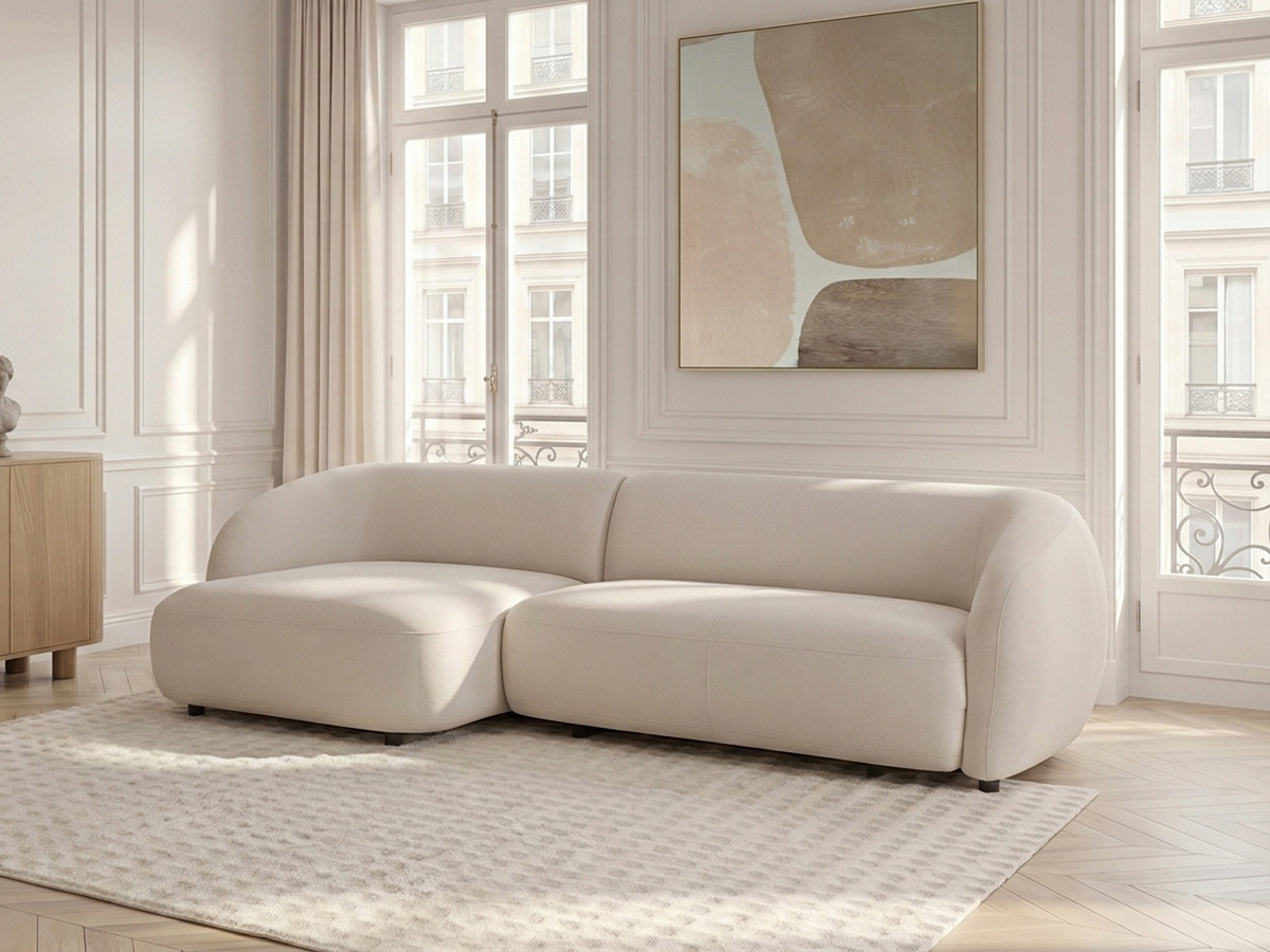 Bobochic Halo Ecksofa mit Schlaffunktion Stoff Beige Ecke links
