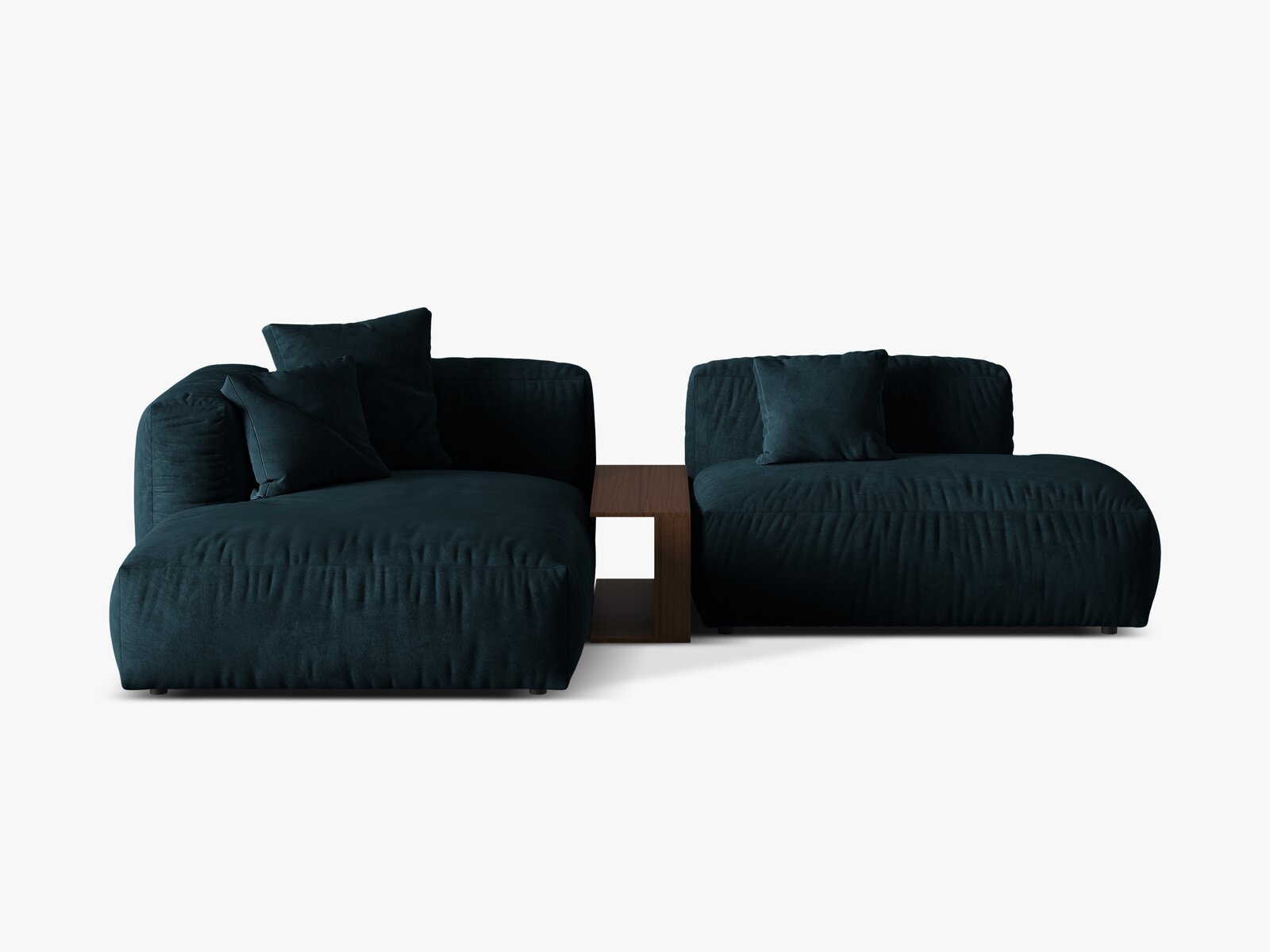 Micadoni Ecksofa Martina 2-Sitzer mit Couchtisch Links Samt Tiefes Petrol