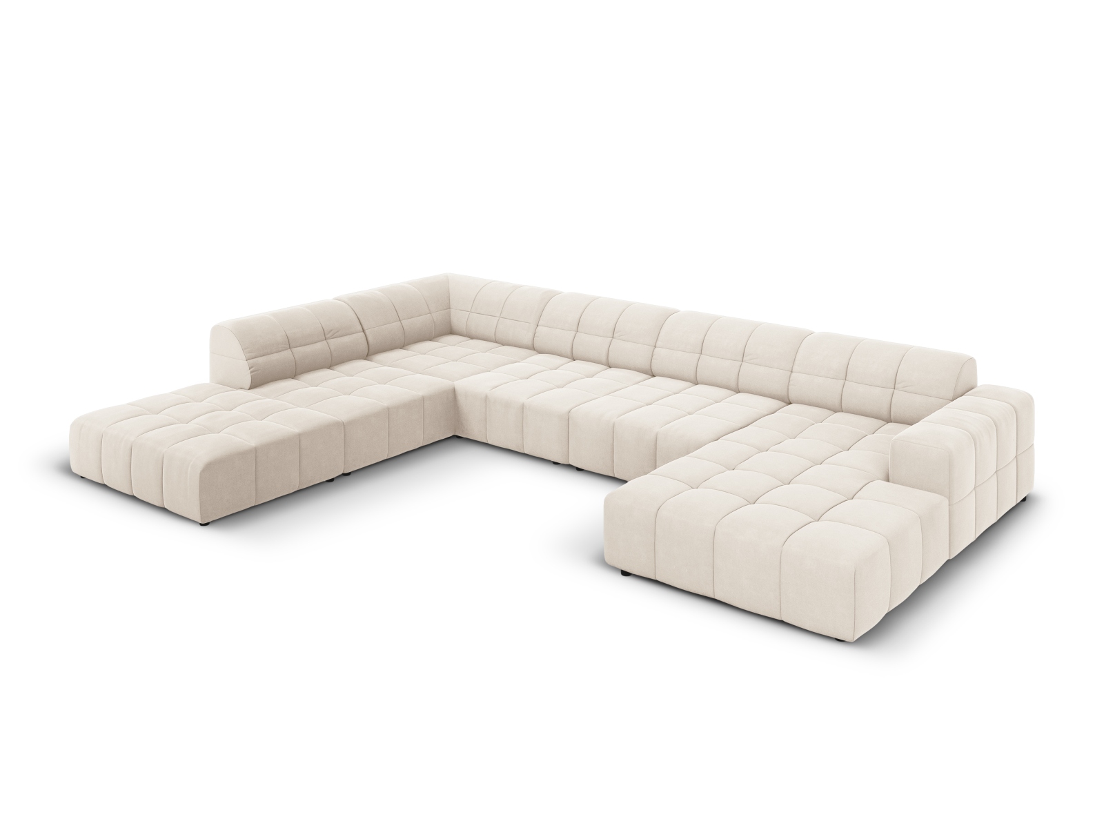 Cosmopolitan Design Panoramasofa Chicago 7-Sitzer Samt Bluvel Helles Beige Links