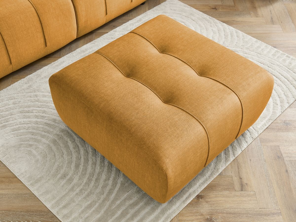 Bobochic Arsene Schlafsofa 4-Sitzer mit Bettkasten und Pouf Samt Gelb