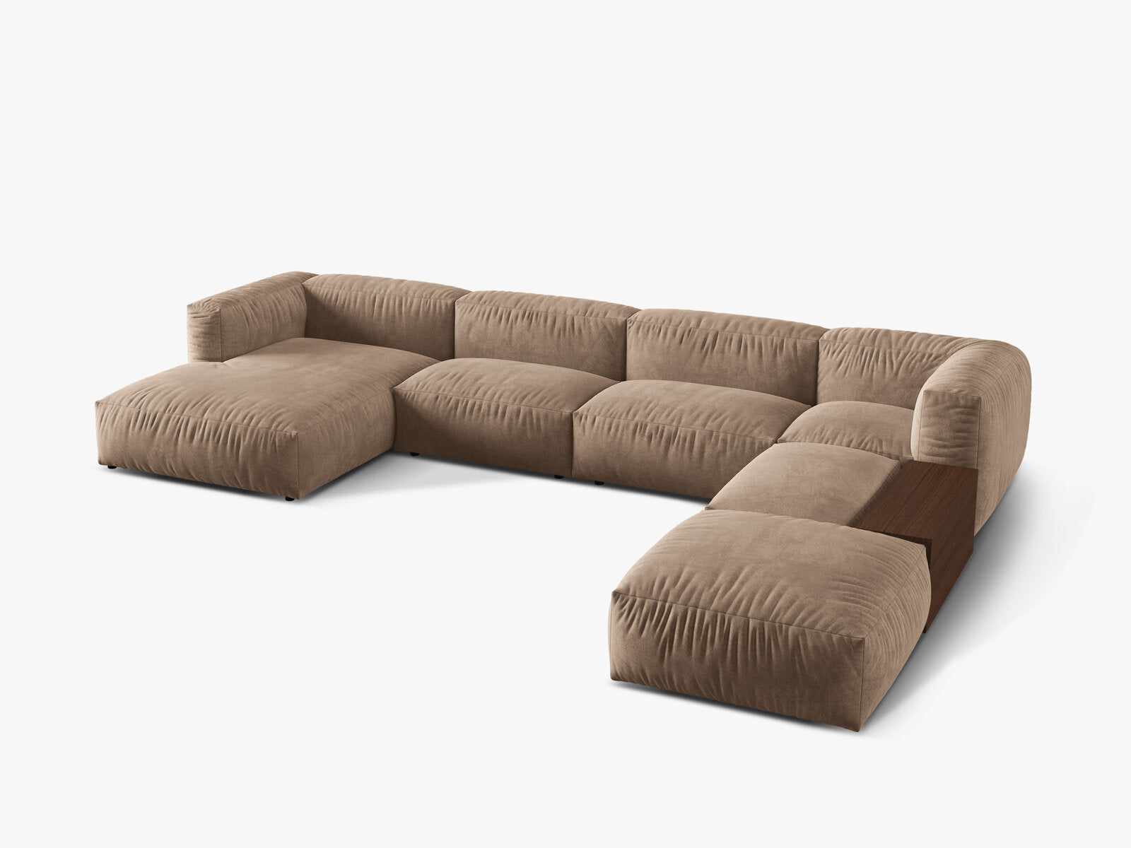 Micadoni Panorama-Ecksofa Martina 5-Sitzer Rechts Samt Dunkelbeige