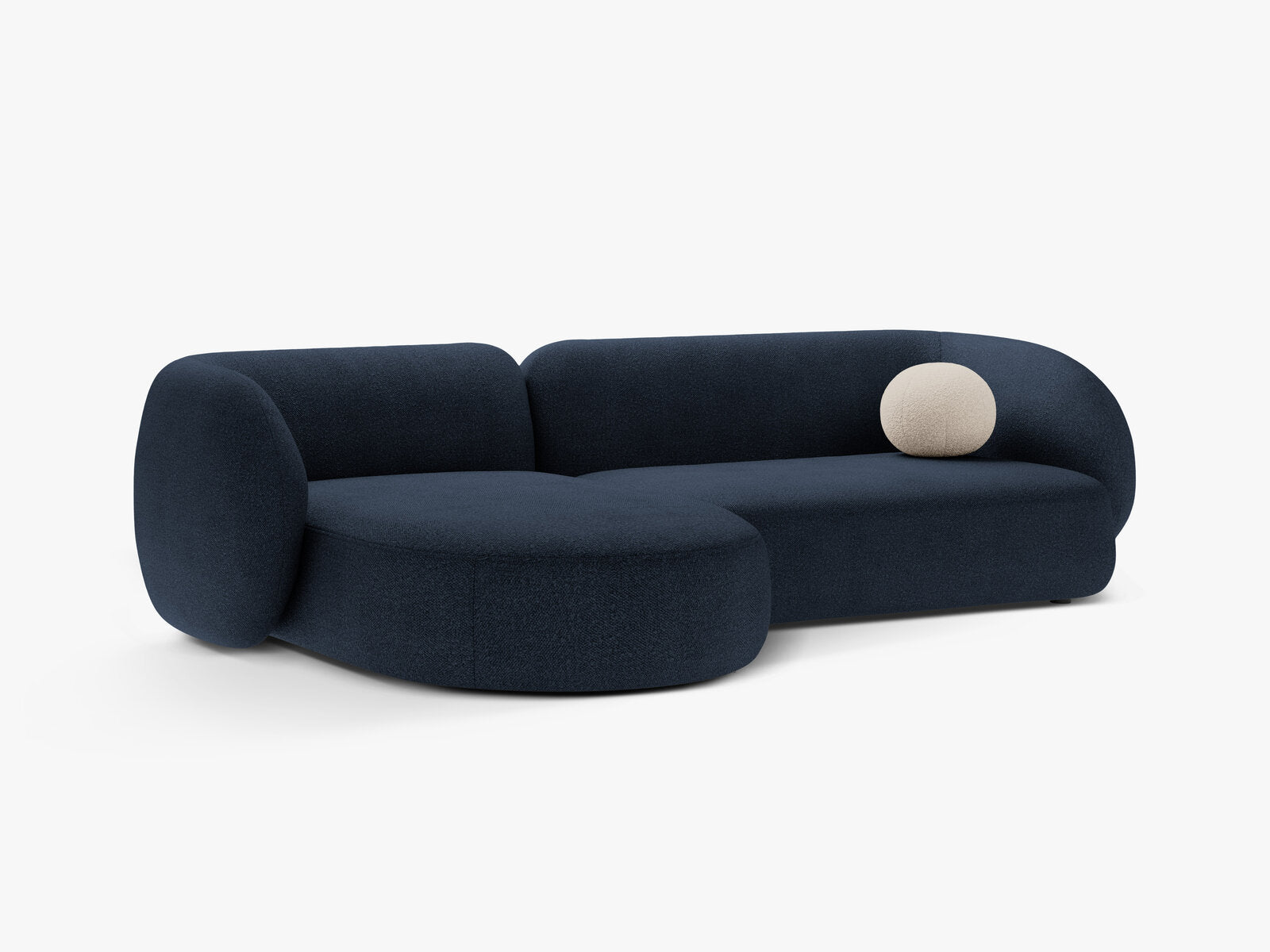Micadoni Ecksofa Kate 3-Sitzer Links Boucle Dunkelblau