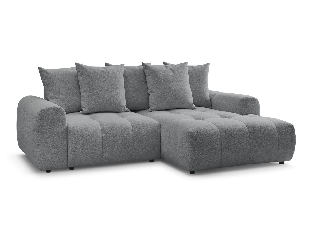 Bobochic Roxelane Ecksofa mit Schlaffunktion und Bettkasten 258 × 150 cm Melange-Stoff Dunkelgrau Ecke rechts