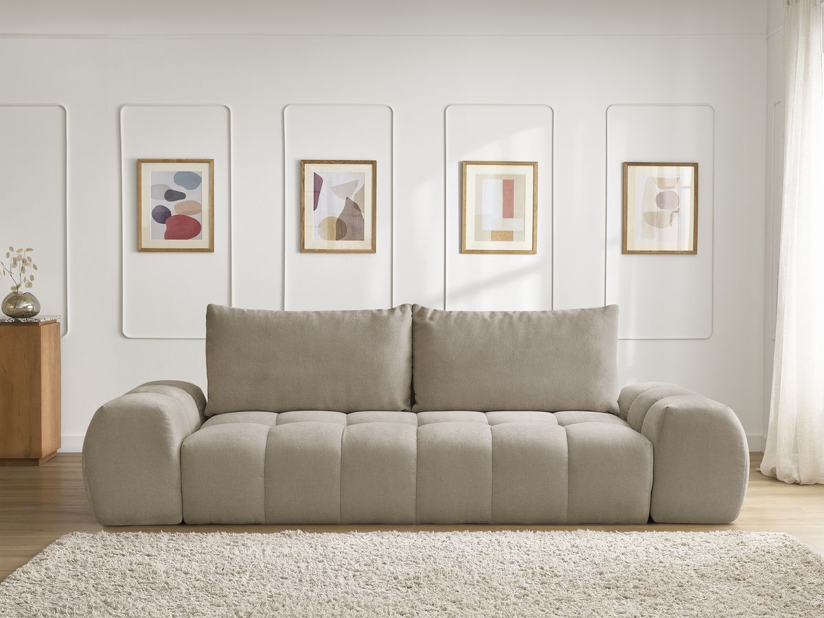 Bobochic Everest Sofa 3-Sitzer, 2 Kissen Strukturstoff Taupe