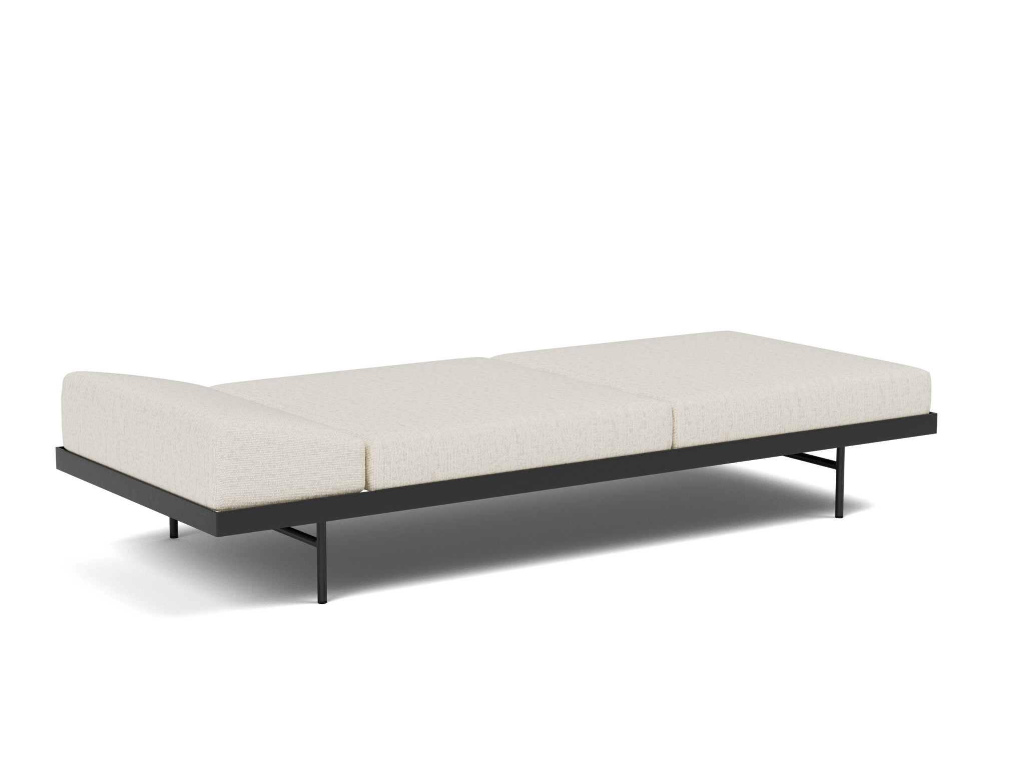 Tagesbett Puri Boucle Skandi 531-Off-White Beine mit Eichentisch