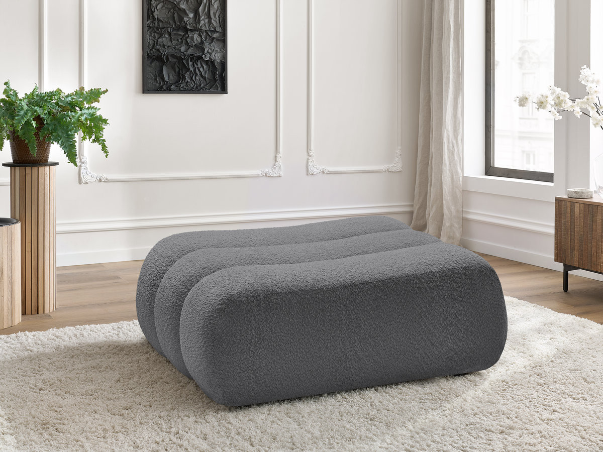Bobochic Azra Pouf Bouclé-Stoff Dunkelgrau