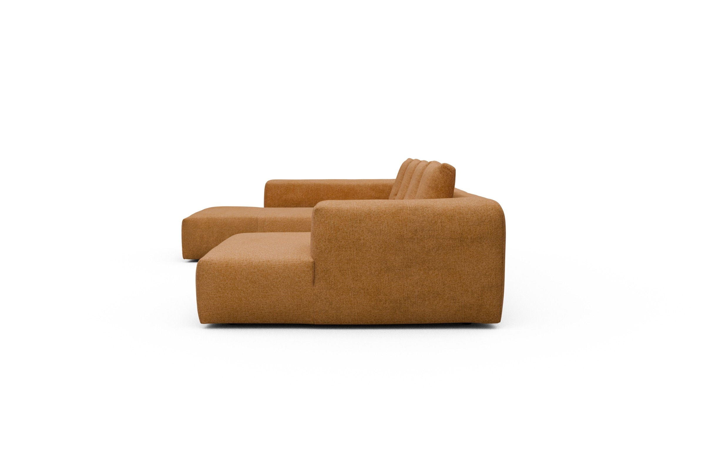 Wohnlandschaft Fred Relax-Ecke links mit 2-Sitzer und Chaiselongue rechts Strukturierter Stoff Casone 497-Warm-Yellow