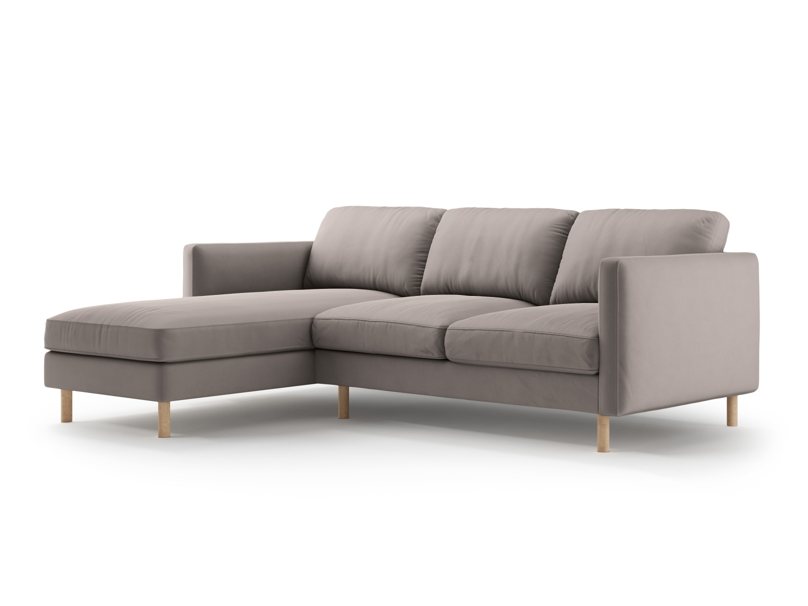 Micadoni Ecksofa Eden Groß 3-Sitzer Links Samt Warmes Grau